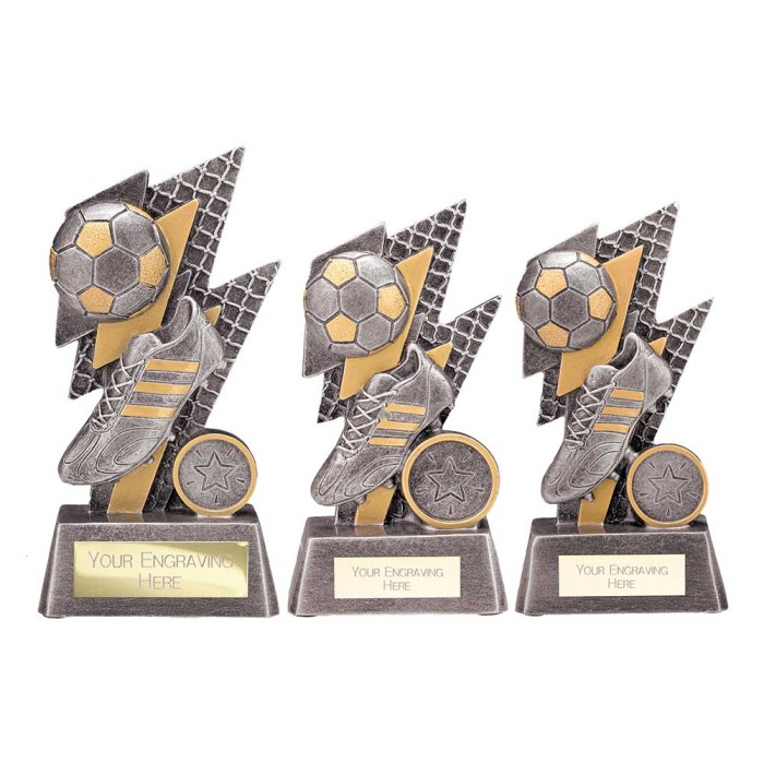 STRIKE BOLT FOOTBALL TROPHY - 3 SIZES - 13CM - 17CM